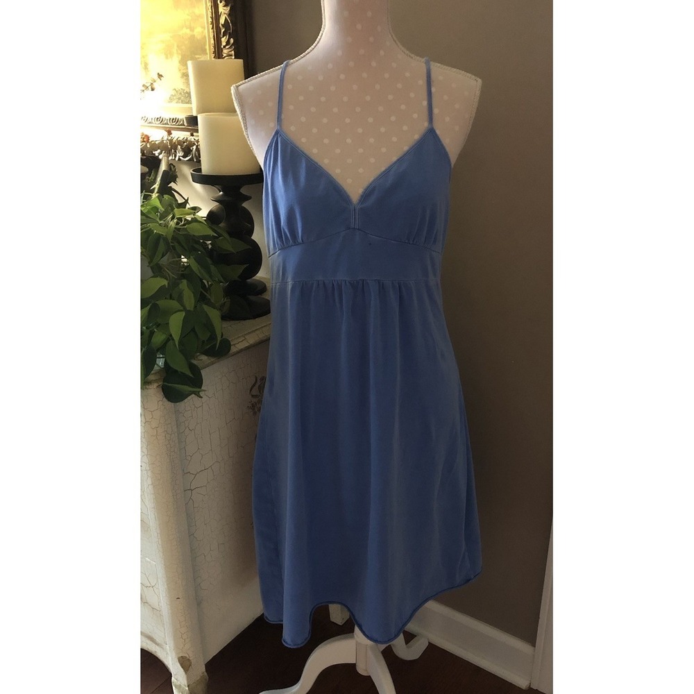 Vintage GAP 2007 Y2k 2000's Spaghetti Strap Sundress Blue Pima Cotton Large